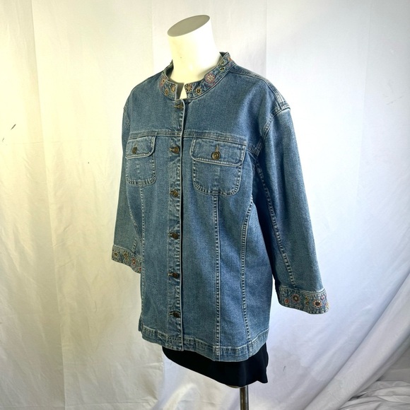 C.J BANKS JEANS JACKET STRETCH JEANS COAT Y2K PLUS SIZE WOMEN SIZE 3X - Picture 16 of 17